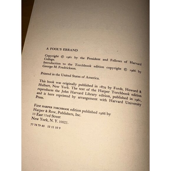 A Fools Errand By Albion W. Tourgée Paperback Harper Torchbooks Historical - Picture 10 of 15